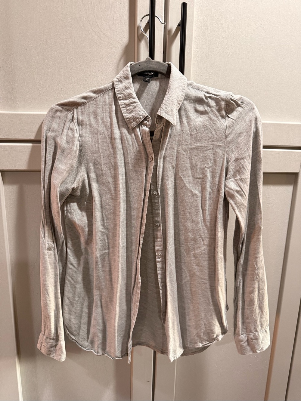 Express Light Gray Button-Up Shirt